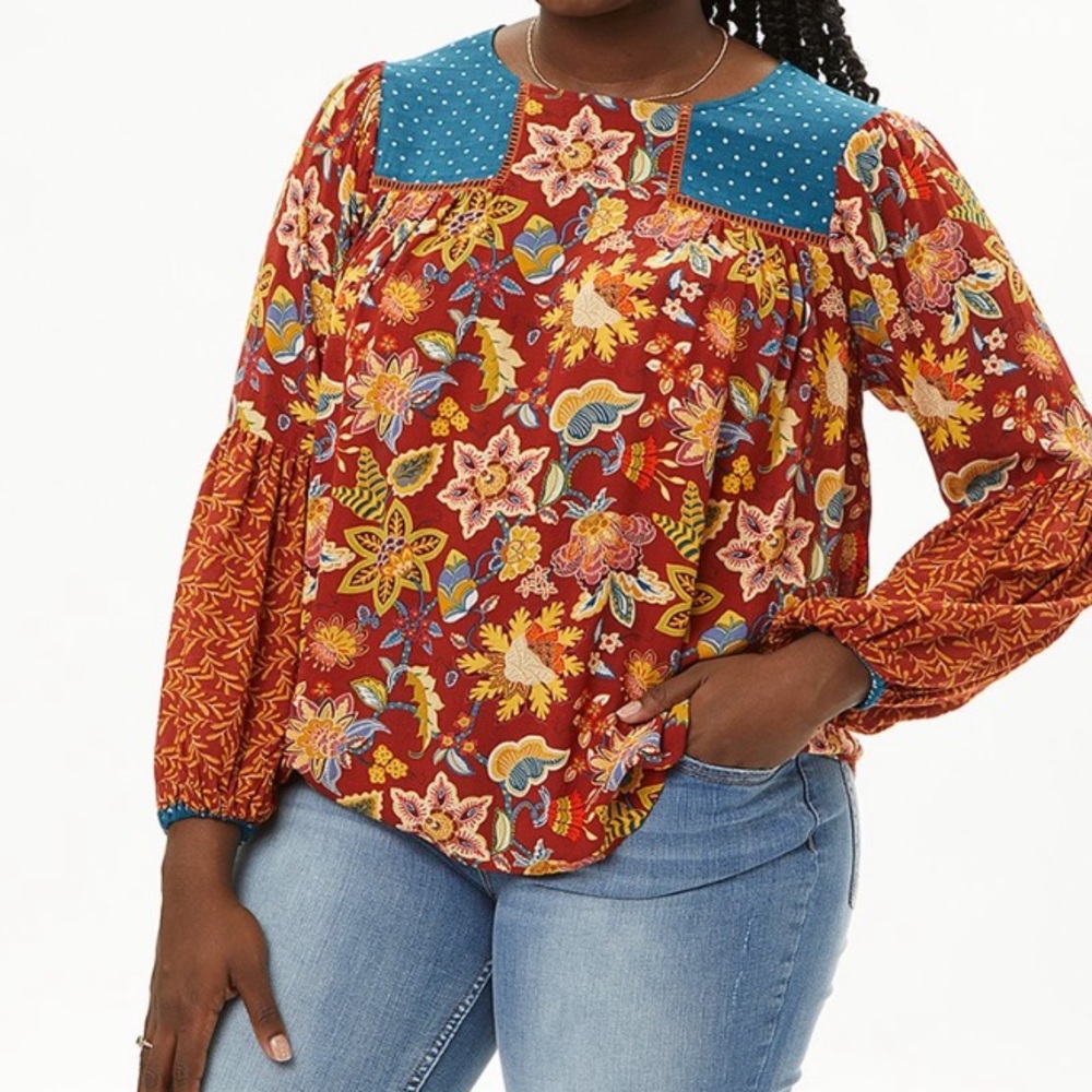 Matilda Jane Clothing - Orange & Red Floral Garden Mums Crewneck Top - W…